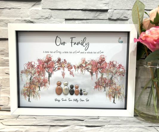 Personalised Family Pebble Picture - Red Trees