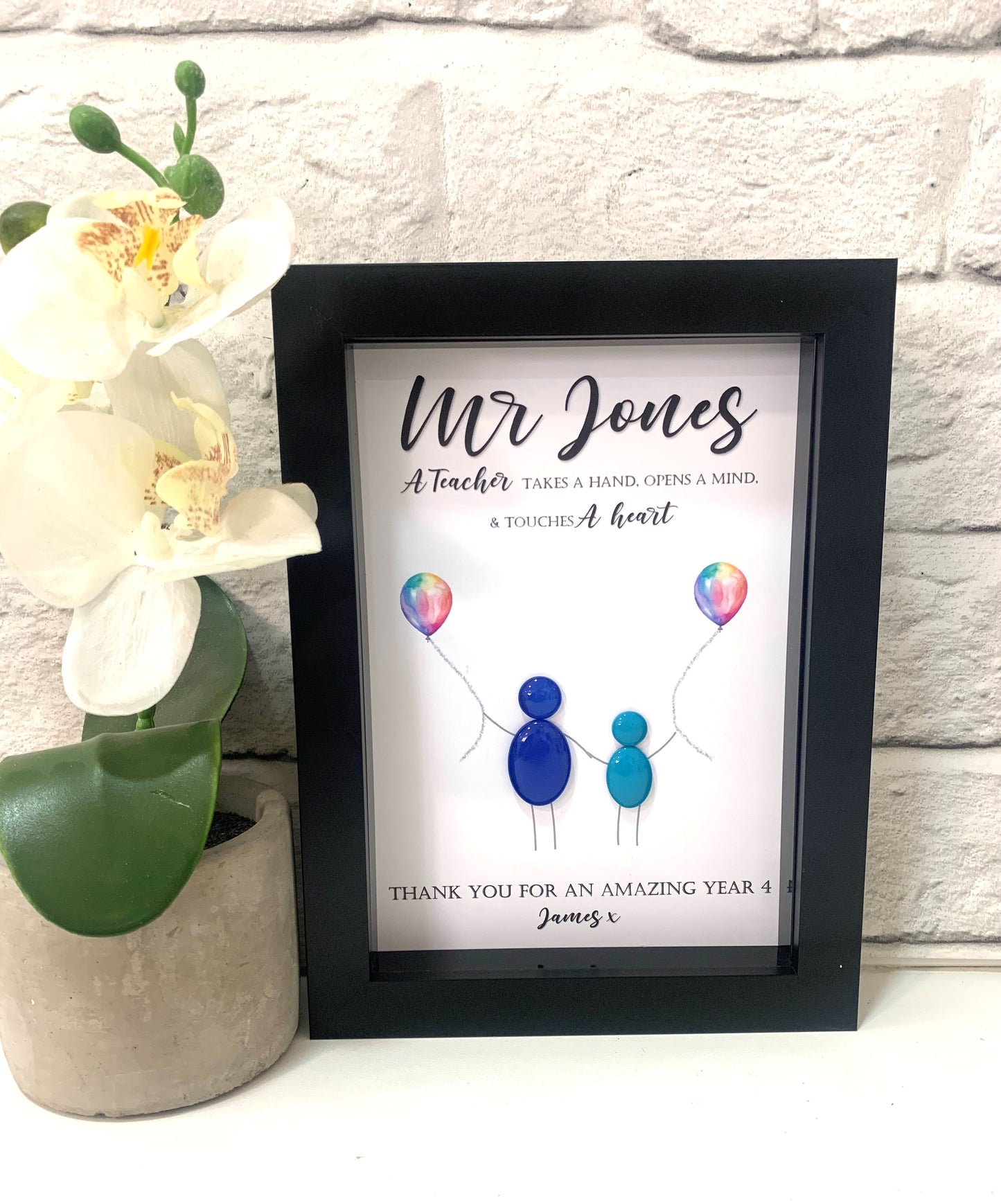 Personalised Balloon Pebble Picture