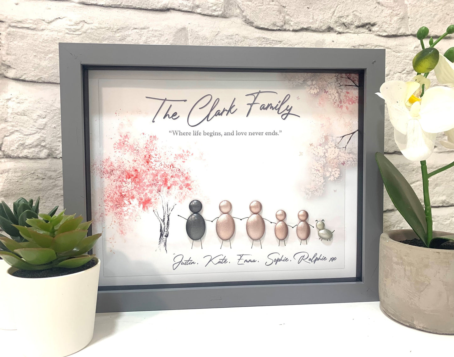 Family Pebble Frame, Personalised Gifts, Pebble Art, Customised Family Gifts for Her, New Home Gift for Housewarming, Gifts for Friends