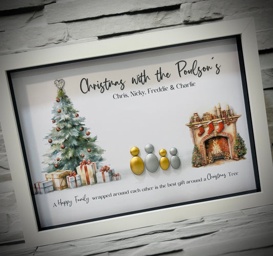 Personalised Christmas Gift, Framed Pebble Art, Keepsake Personalised Secret Santa Gift, Christmas Ornament, Christmas Decorations for Home