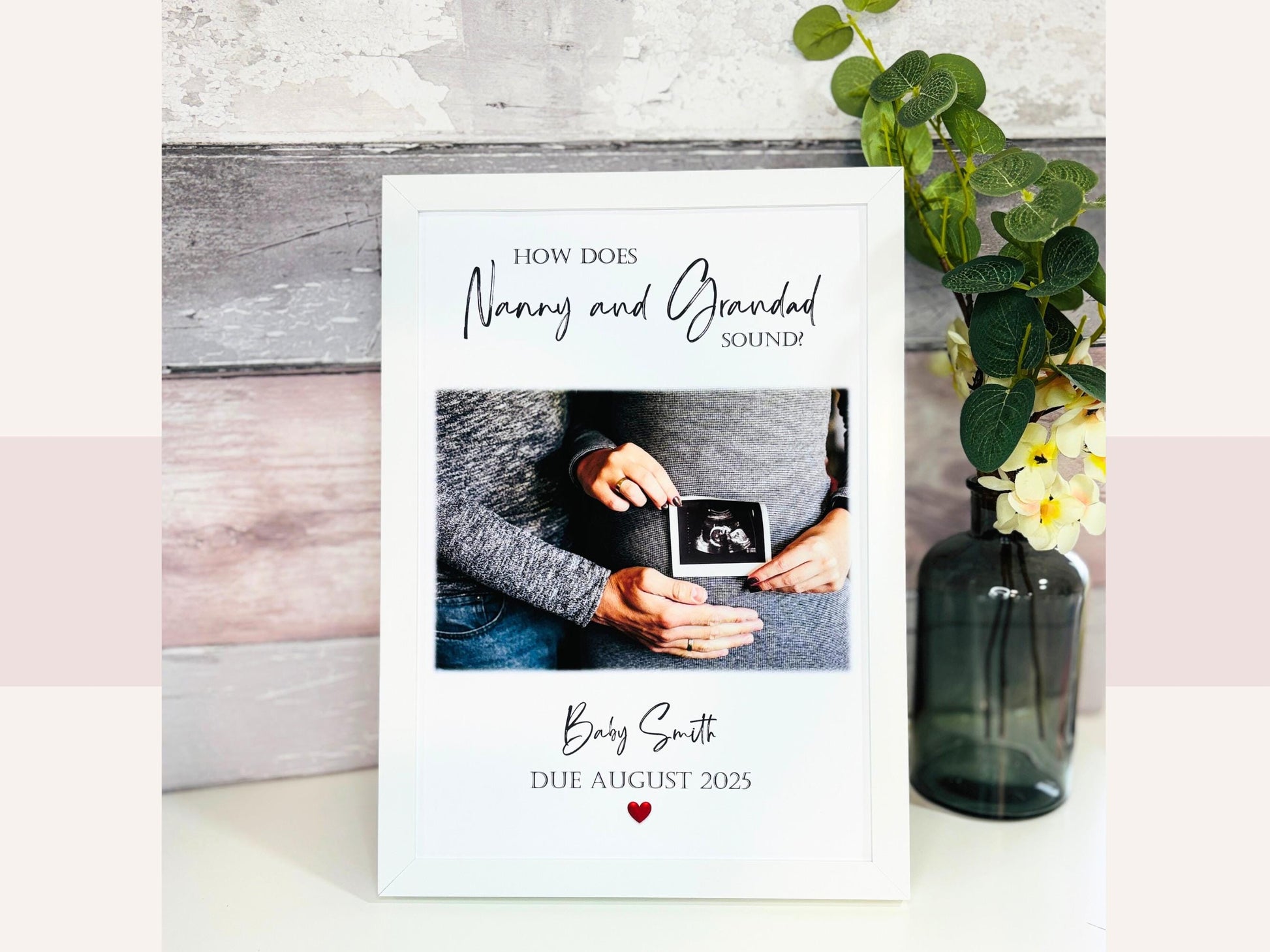 Pregnancy Announcement, December Pregnancy Ultrasound Frame, First Grandparents Gift, Baby Announcement, Pregnancy Reveal Photo Print Poster