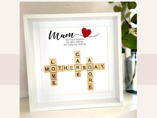 Personalised Christmas Gifts for Family, Holiday Decor, Custom Family Letter Tile Print, Crossword Scrabble Picture Frame, Trendy Christmas