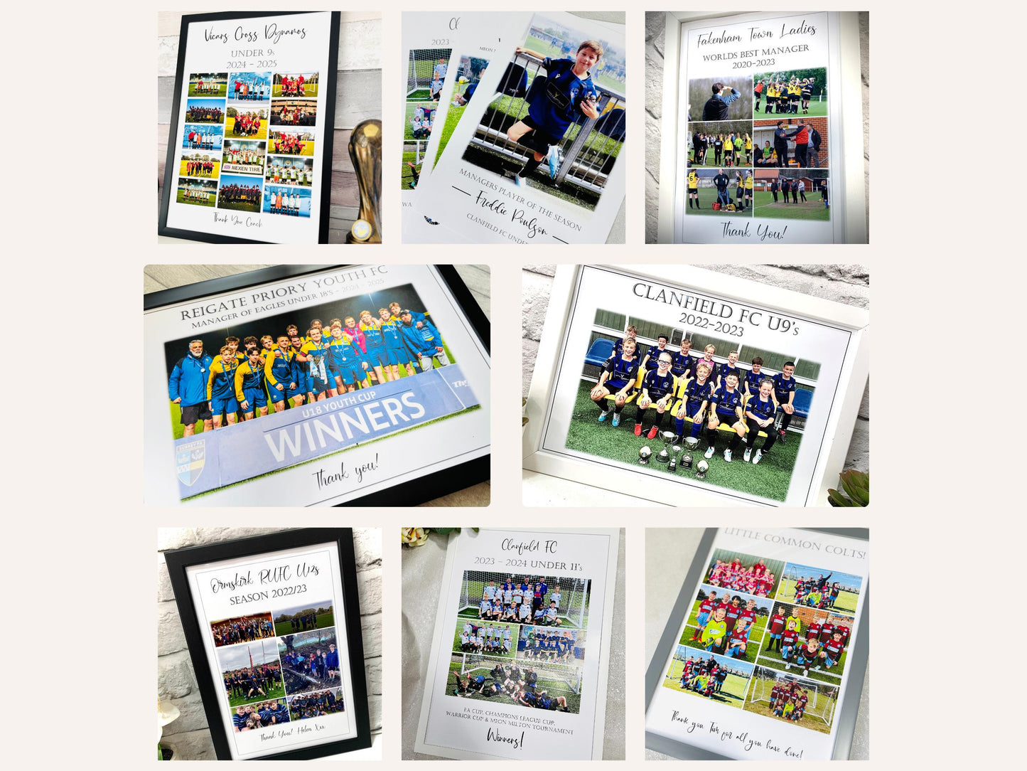 Football Gifts for Boys, Rugby Gift for Him, Soccer Coach Gift, Football End of Season Photo Print, Hockey Gifts Picture Collage, Wall Art