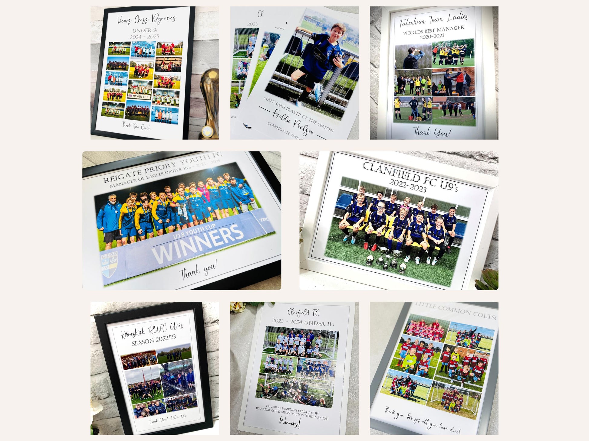 Football Gifts for Boys, Rugby Gift for Him, Soccer Coach Gift, Football End of Season Photo Print, Hockey Gifts Picture Collage, Wall Art
